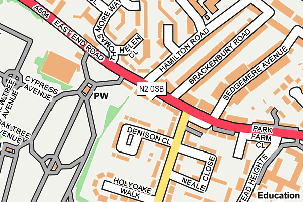 N2 0SB map - OS OpenMap – Local (Ordnance Survey)
