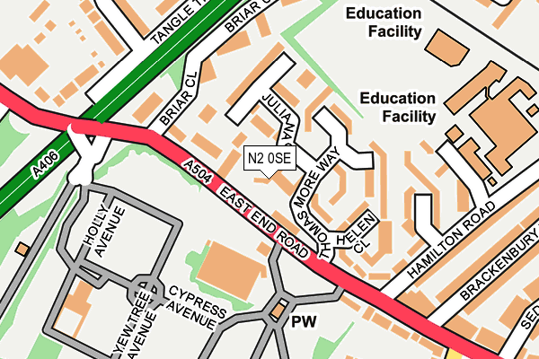 N2 0SE map - OS OpenMap – Local (Ordnance Survey)