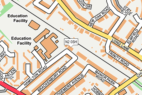 N2 0SH map - OS OpenMap – Local (Ordnance Survey)