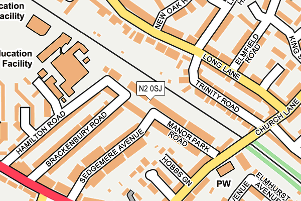 N2 0SJ map - OS OpenMap – Local (Ordnance Survey)