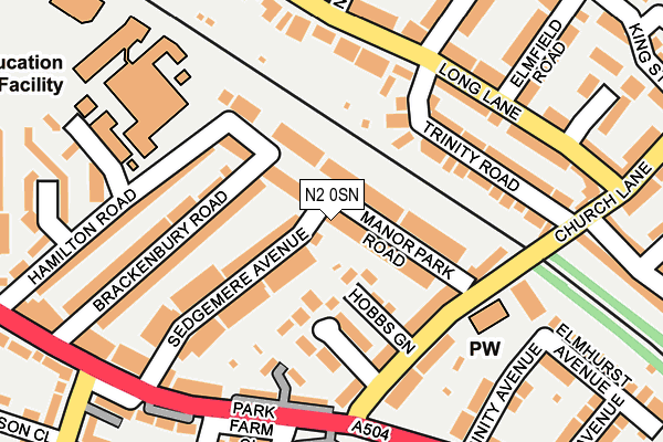 N2 0SN map - OS OpenMap – Local (Ordnance Survey)