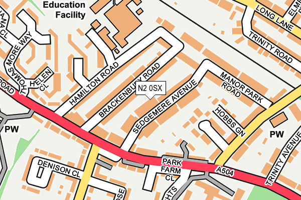 N2 0SX map - OS OpenMap – Local (Ordnance Survey)