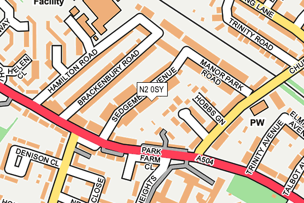 N2 0SY map - OS OpenMap – Local (Ordnance Survey)