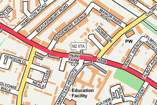 N2 0TA map - OS OpenMap – Local (Ordnance Survey)