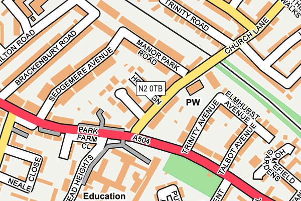 N2 0TB map - OS OpenMap – Local (Ordnance Survey)