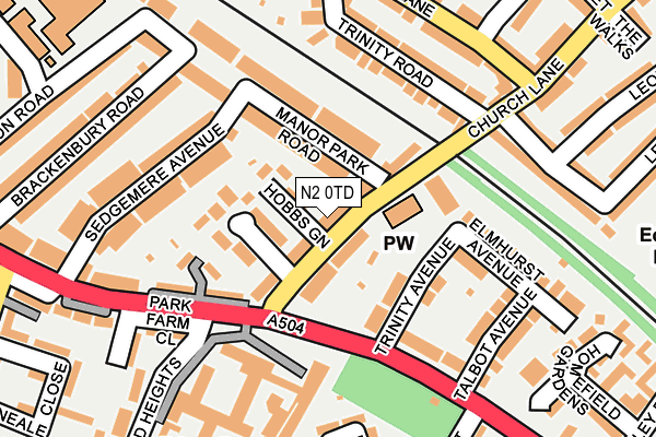 N2 0TD map - OS OpenMap – Local (Ordnance Survey)