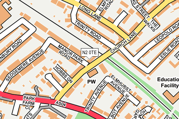 N2 0TE map - OS OpenMap – Local (Ordnance Survey)