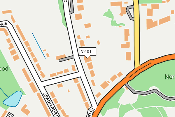 N2 0TT map - OS OpenMap – Local (Ordnance Survey)