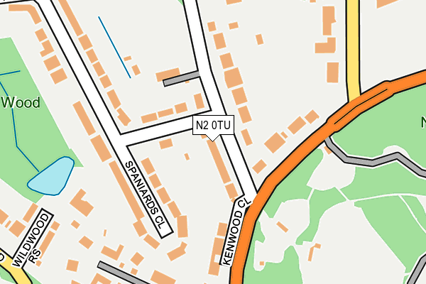 N2 0TU map - OS OpenMap – Local (Ordnance Survey)