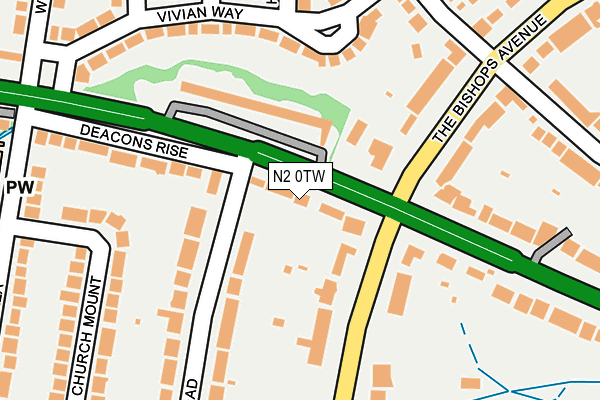 N2 0TW map - OS OpenMap – Local (Ordnance Survey)