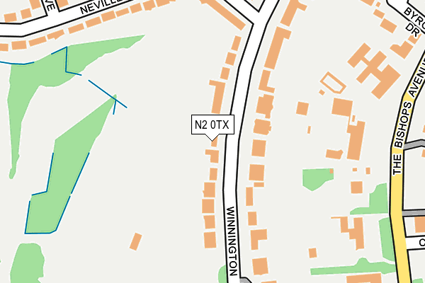 N2 0TX map - OS OpenMap – Local (Ordnance Survey)