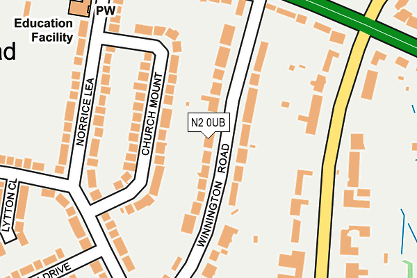 N2 0UB map - OS OpenMap – Local (Ordnance Survey)