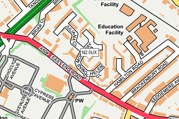 N2 0UX map - OS OpenMap – Local (Ordnance Survey)