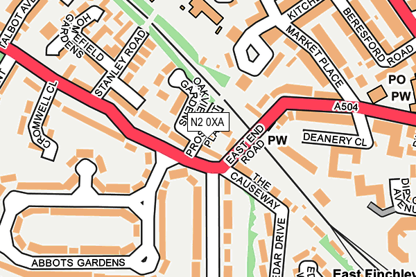 N2 0XA map - OS OpenMap – Local (Ordnance Survey)