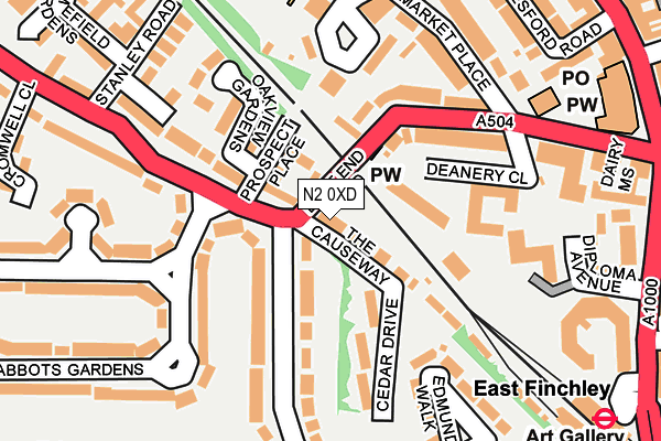 N2 0XD map - OS OpenMap – Local (Ordnance Survey)