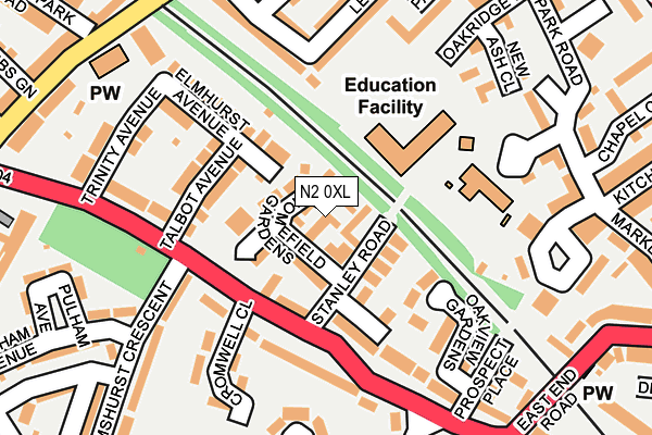 N2 0XL map - OS OpenMap – Local (Ordnance Survey)