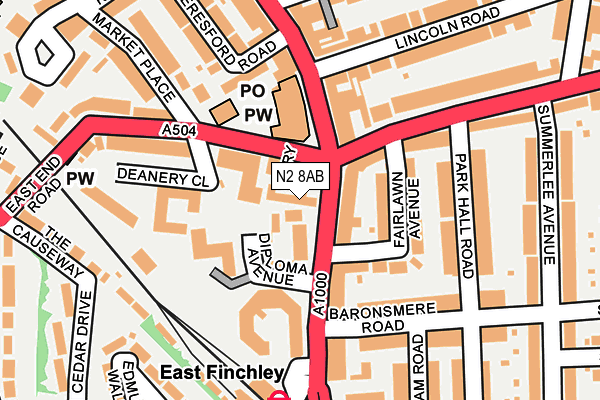 N2 8AB map - OS OpenMap – Local (Ordnance Survey)
