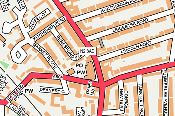 N2 8AD map - OS OpenMap – Local (Ordnance Survey)