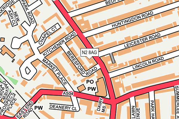 N2 8AG map - OS OpenMap – Local (Ordnance Survey)