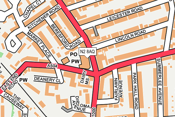 N2 8AQ map - OS OpenMap – Local (Ordnance Survey)