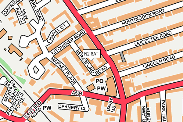N2 8AT map - OS OpenMap – Local (Ordnance Survey)