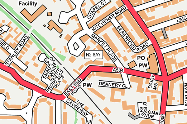 N2 8AY map - OS OpenMap – Local (Ordnance Survey)