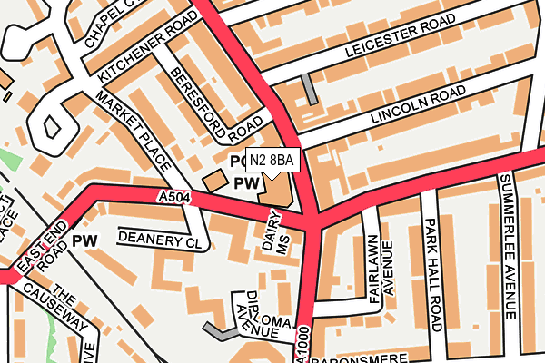 N2 8BA map - OS OpenMap – Local (Ordnance Survey)