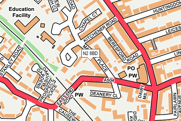 N2 8BD map - OS OpenMap – Local (Ordnance Survey)