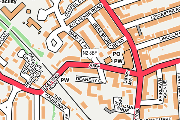 N2 8BF map - OS OpenMap – Local (Ordnance Survey)