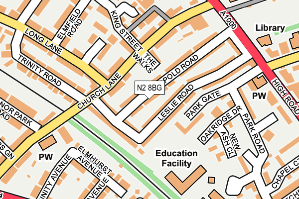 N2 8BG map - OS OpenMap – Local (Ordnance Survey)