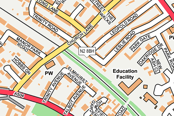 N2 8BH map - OS OpenMap – Local (Ordnance Survey)