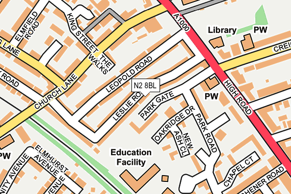 N2 8BL map - OS OpenMap – Local (Ordnance Survey)