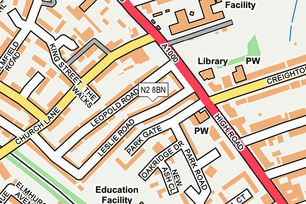 N2 8BN map - OS OpenMap – Local (Ordnance Survey)