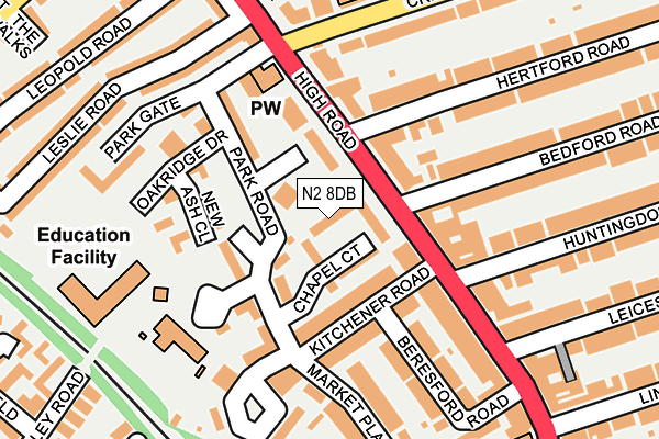 N2 8DB map - OS OpenMap – Local (Ordnance Survey)