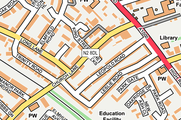 N2 8DL map - OS OpenMap – Local (Ordnance Survey)
