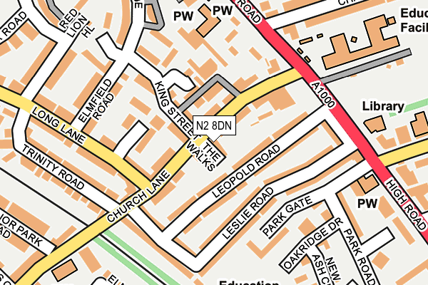 N2 8DN map - OS OpenMap – Local (Ordnance Survey)