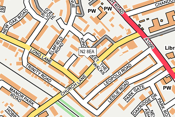 N2 8EA map - OS OpenMap – Local (Ordnance Survey)