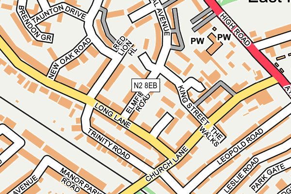N2 8EB map - OS OpenMap – Local (Ordnance Survey)