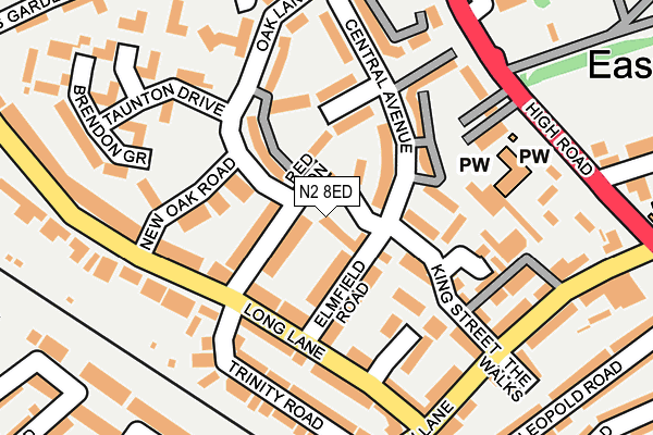 N2 8ED map - OS OpenMap – Local (Ordnance Survey)