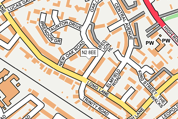 N2 8EE map - OS OpenMap – Local (Ordnance Survey)