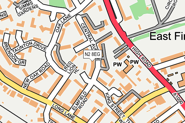 N2 8EG map - OS OpenMap – Local (Ordnance Survey)