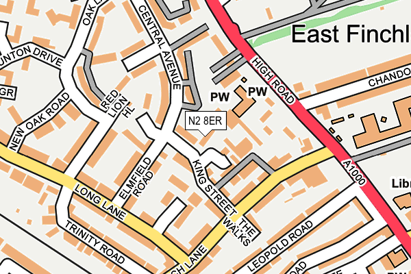 N2 8ER map - OS OpenMap – Local (Ordnance Survey)