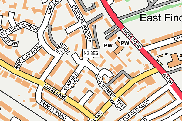 N2 8ES map - OS OpenMap – Local (Ordnance Survey)