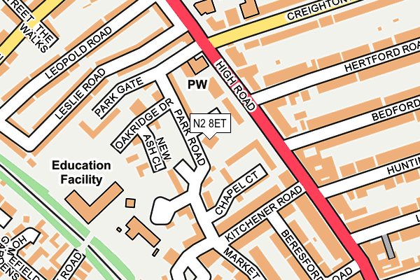 N2 8ET map - OS OpenMap – Local (Ordnance Survey)