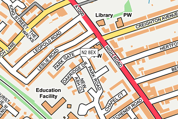 N2 8EX map - OS OpenMap – Local (Ordnance Survey)