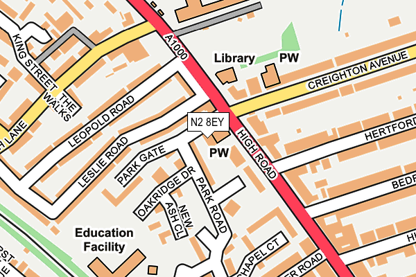 N2 8EY map - OS OpenMap – Local (Ordnance Survey)