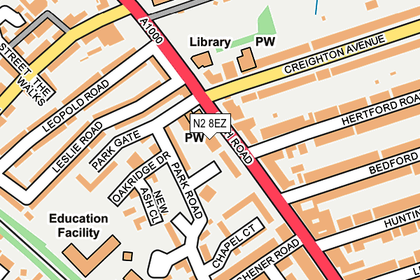 N2 8EZ map - OS OpenMap – Local (Ordnance Survey)