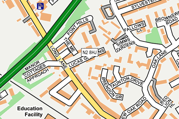 N2 8HJ map - OS OpenMap – Local (Ordnance Survey)