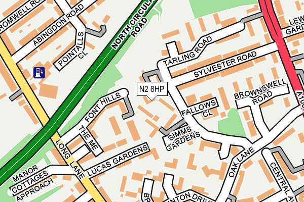 N2 8HP map - OS OpenMap – Local (Ordnance Survey)