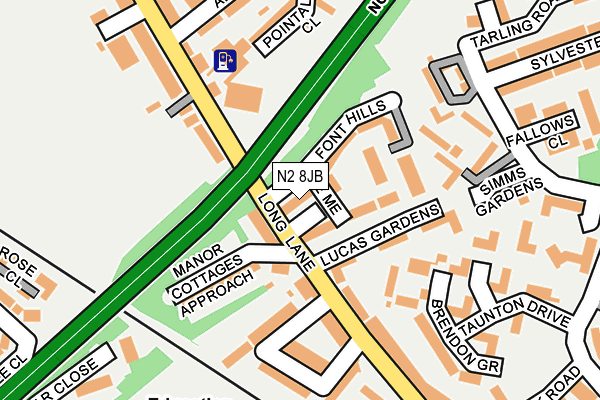 N2 8JB map - OS OpenMap – Local (Ordnance Survey)
